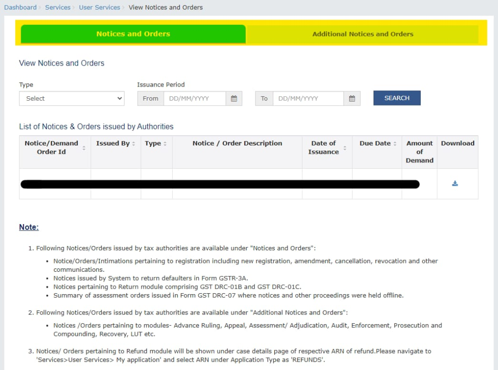 image-9-1024x761 'Notices and Orders' and 'Additional Notices and Order' within single window