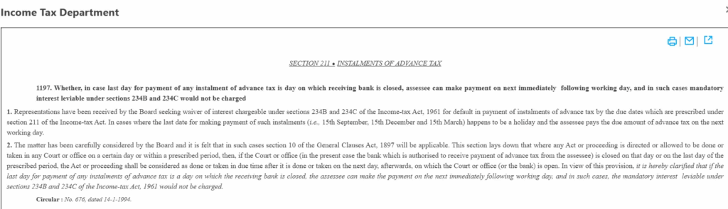 image-16-1024x295 Advance tax deadline is on Sunday June 15, can you pay it on Monday June 16 without any penal interest?