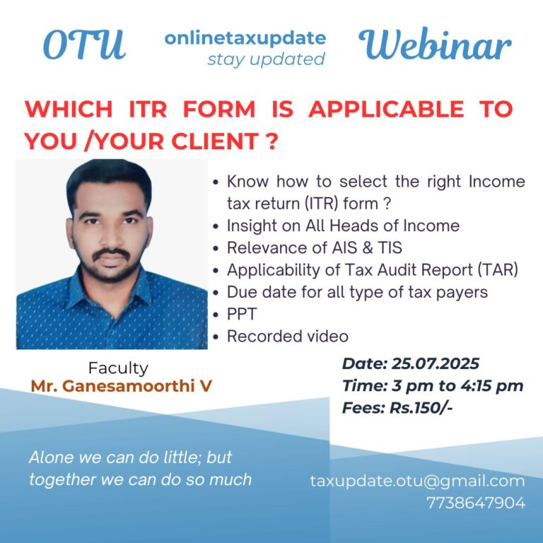 webinar -income tax return filing ITR