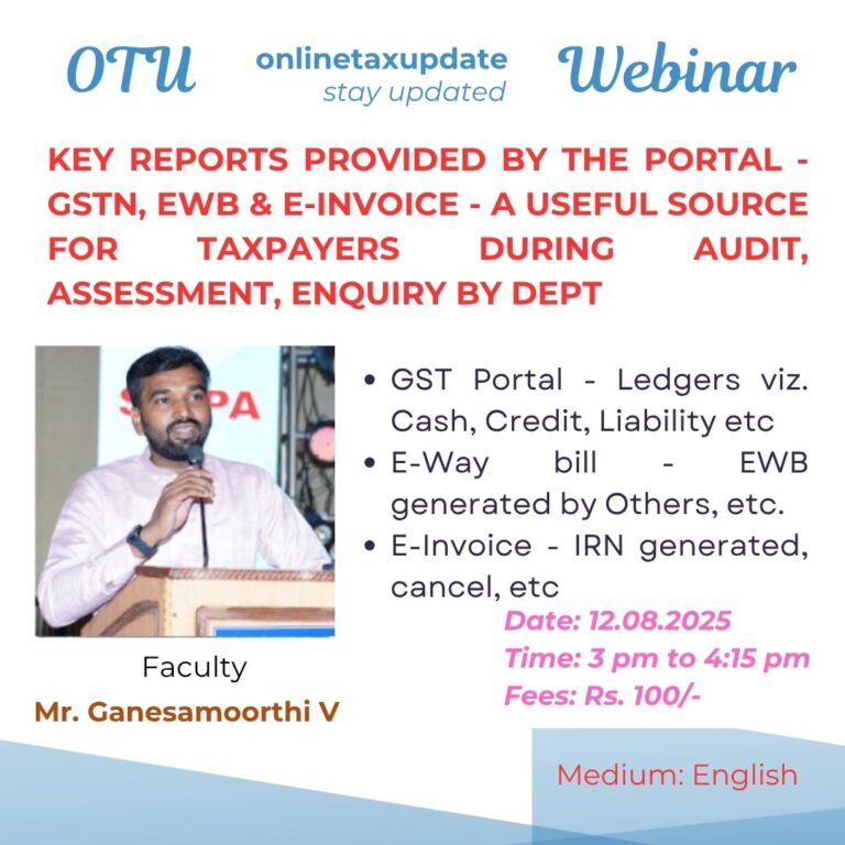 webinar portal reports gstn, ewb einv ganesamoorthi onlinetaxupdate