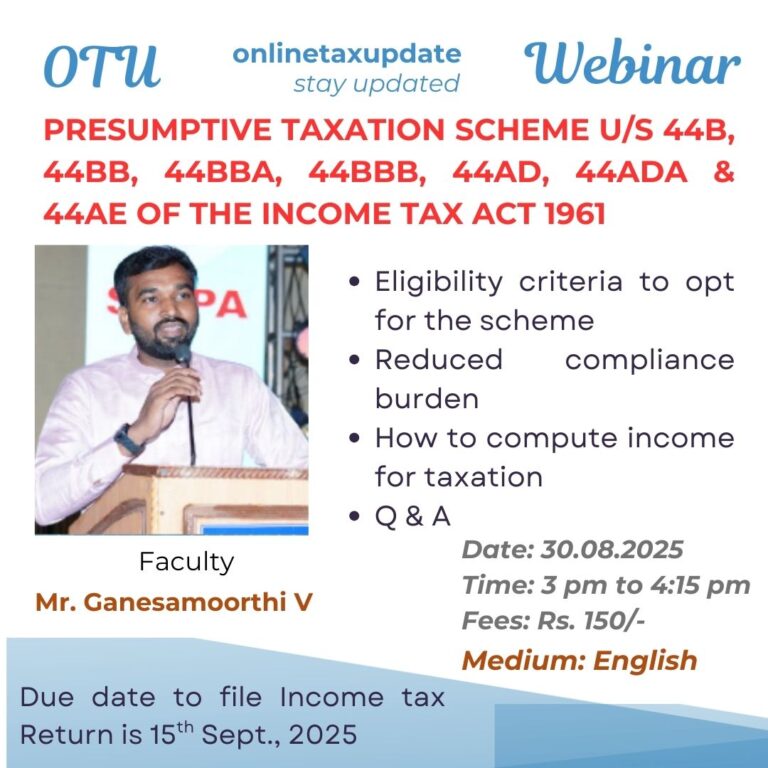 webinar on presumptive taxation